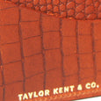 Taylor Kent English Leather Wallet in Tan Open Branding Detail