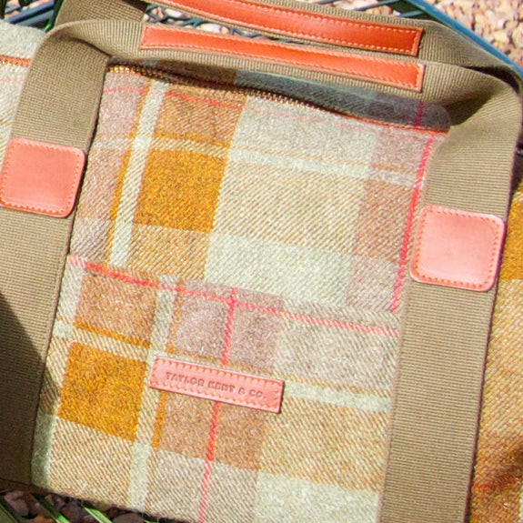 Taylor Kent Tweed Holdall in Green Check with Tan Leather