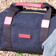 Taylor Kent Tweed Holdall in Navy with Red Leather