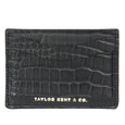 Taylor Kent & Co Bridle Leather Credit Card Holders in Black Croc Print