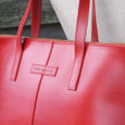 Taylor Kent English Bridle Leather Tote Bag in Red Detail