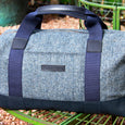 Taylor Kent Tweed Holdall in Blue with Navy Leather