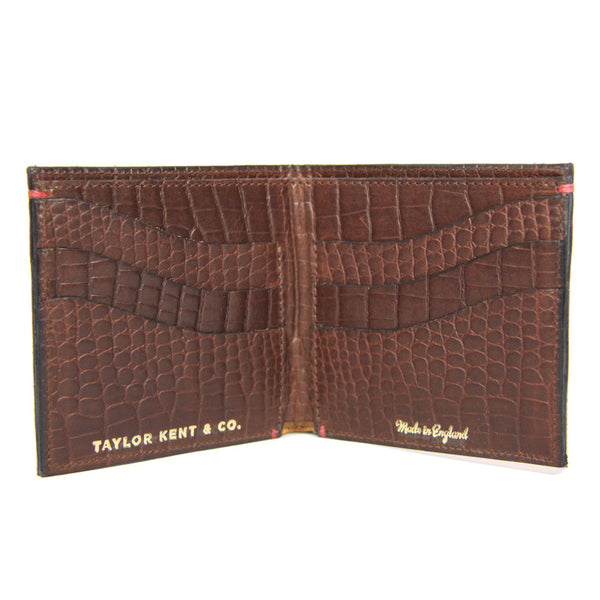 Taylor Kent English Leather Wallet in Chocolate Brown Open
